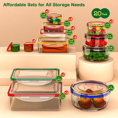 Large Food Storage Containers with Lids Airtight-85 OZ to small Containers-Total 526OZ Stackable Kitchen Set -BPA Free Leak proof containers- Freezer Microwave safe