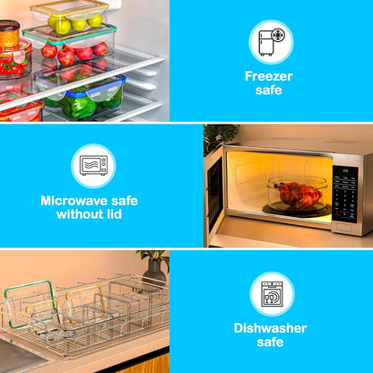 Large Food Storage Containers with Lids Airtight-85 OZ to small Containers-Total 526OZ Stackable Kitchen Set -BPA Free Leak proof containers- Freezer Microwave safe