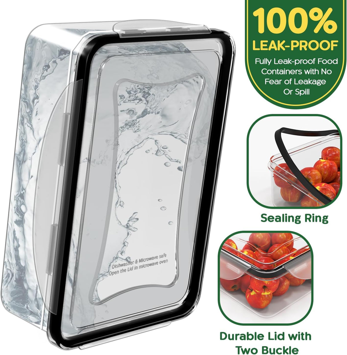 Large Food Storage Containers with Lids Airtight-85 OZ to small Containers-Total 526OZ Stackable Kitchen Set -BPA Free Leak proof containers- Freezer Microwave safe