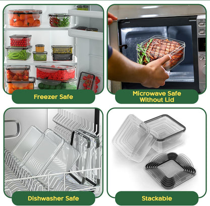 Large Food Storage Containers with Lids Airtight-85 OZ to small Containers-Total 526OZ Stackable Kitchen Set -BPA Free Leak proof containers- Freezer Microwave safe