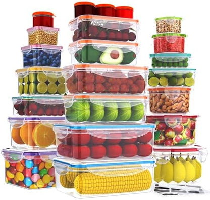 Large Food Storage Containers with Lids Airtight-85 OZ to small Containers-Total 526OZ Stackable Kitchen Set -BPA Free Leak proof containers- Freezer Microwave safe