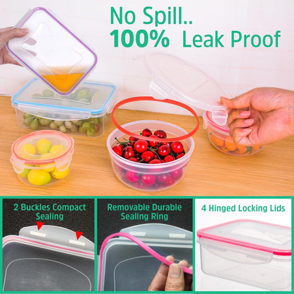 Large Food Storage Containers with Lids Airtight-85 OZ to small Containers-Total 526OZ Stackable Kitchen Set -BPA Free Leak proof containers- Freezer Microwave safe