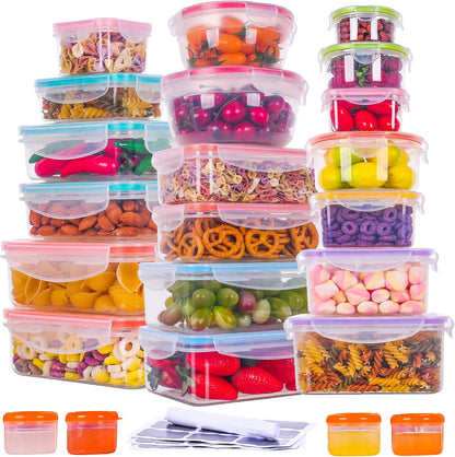 Large Food Storage Containers with Lids Airtight-85 OZ to small Containers-Total 526OZ Stackable Kitchen Set -BPA Free Leak proof containers- Freezer Microwave safe