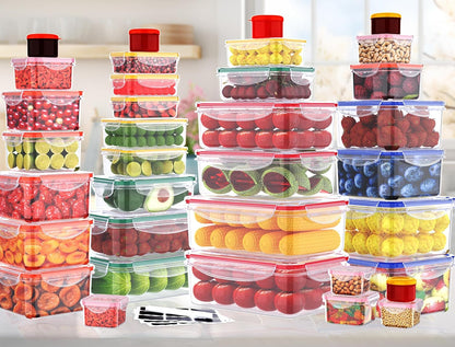 Large Food Storage Containers with Lids Airtight-85 OZ to small Containers-Total 526OZ Stackable Kitchen Set -BPA Free Leak proof containers- Freezer Microwave safe