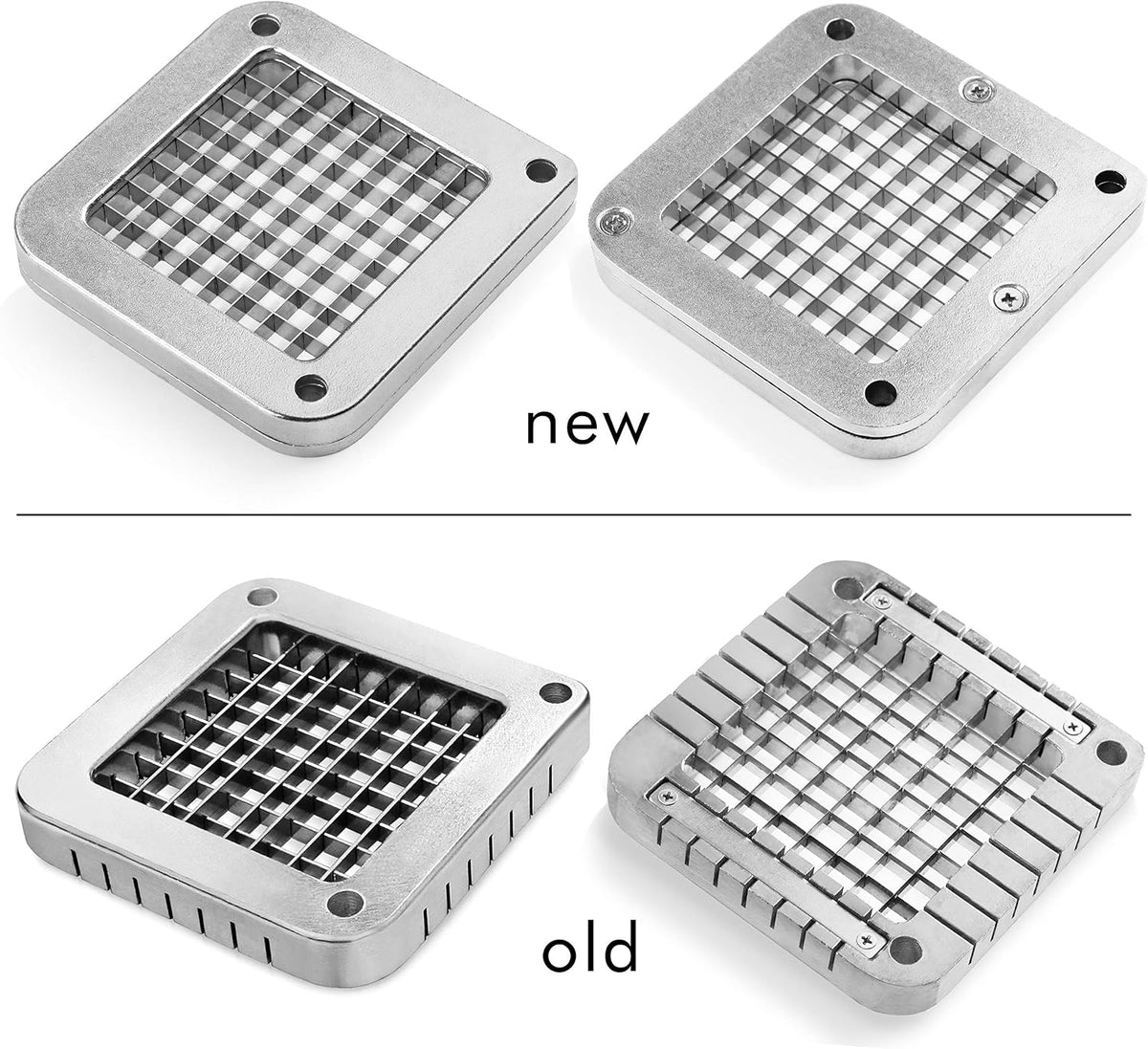 Commercial Grade French Fry Cutter with Complete Combo Sets, Die Cast Iron and 18/8 Stainless Steel, 1/4-Inch, 3/8-Inch, 1/2-Inch, 6-Wedge, and 8-Wedge Replacement Blades