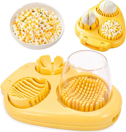 Egg Slicer for Hard Boiled Eggs with 3 Slice Modes for Egg Chopper | Sturdy Stainless Steel Wire, Strawberry Slicer, Dishwasher Safe, With Container for Egg Salad