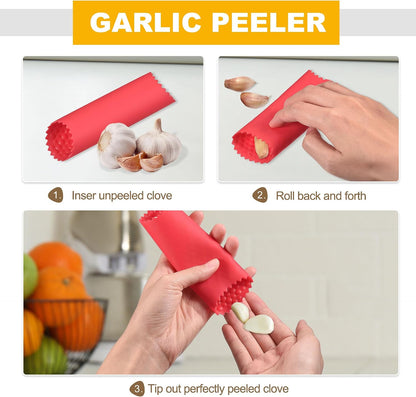 2Pcs Garlic Peeling Tube, Silicone Garlic Peeler Roller Keeper Skin Remover Non Slip for Useful Kitchen Tools, Black