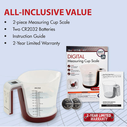 Digital Kitchen Measuring Cup Scale | 4 Cup Food Scale, Detachable Washable Cup, Tare, 5 Modes, g/lb-oz/fl oz/cup, Liquid & Dry Ingredients