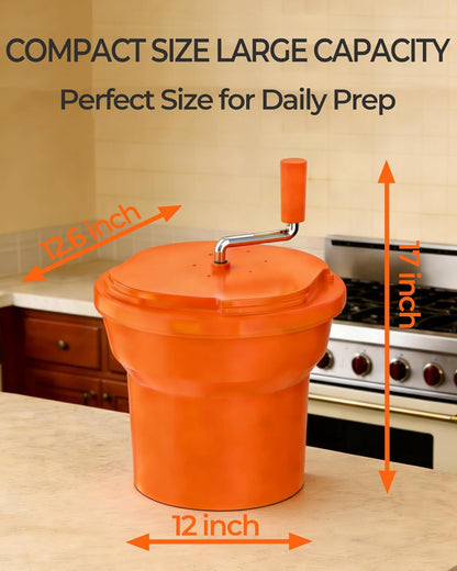 Commercial Salad Spinner - 2.5 Gallon Salad Dryer w/Aluminum Handle & Draining Hose, 10Qt Manual Salad Spinner for up to 3 Heads of Lettuce Spinner Large for Catering Kitchen