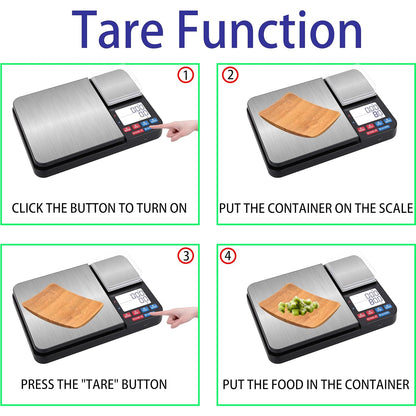 Stainless Steel Dual Platform Digital Kitchen and Food Scale, with Two Precision 1g/0.05oz & 0.01g/0.0005oz, Max Capacity 22lb/10kg, Tare Function, Units Conversions, LCD with Backlit