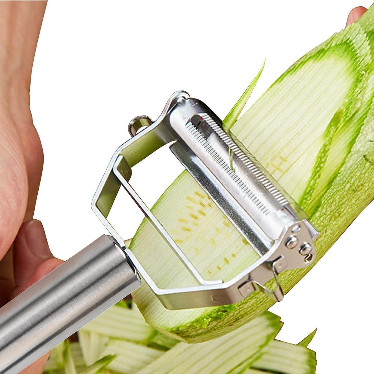 2-in-1 Julienne and Vegetable Peeler, Stainless Steel Kitchen Slicer, Multi-Functional Cutter for Vegetables and Fruits