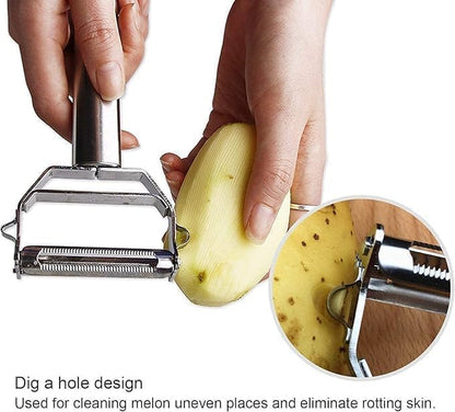 2-in-1 Julienne and Vegetable Peeler, Stainless Steel Kitchen Slicer, Multi-Functional Cutter for Vegetables and Fruits