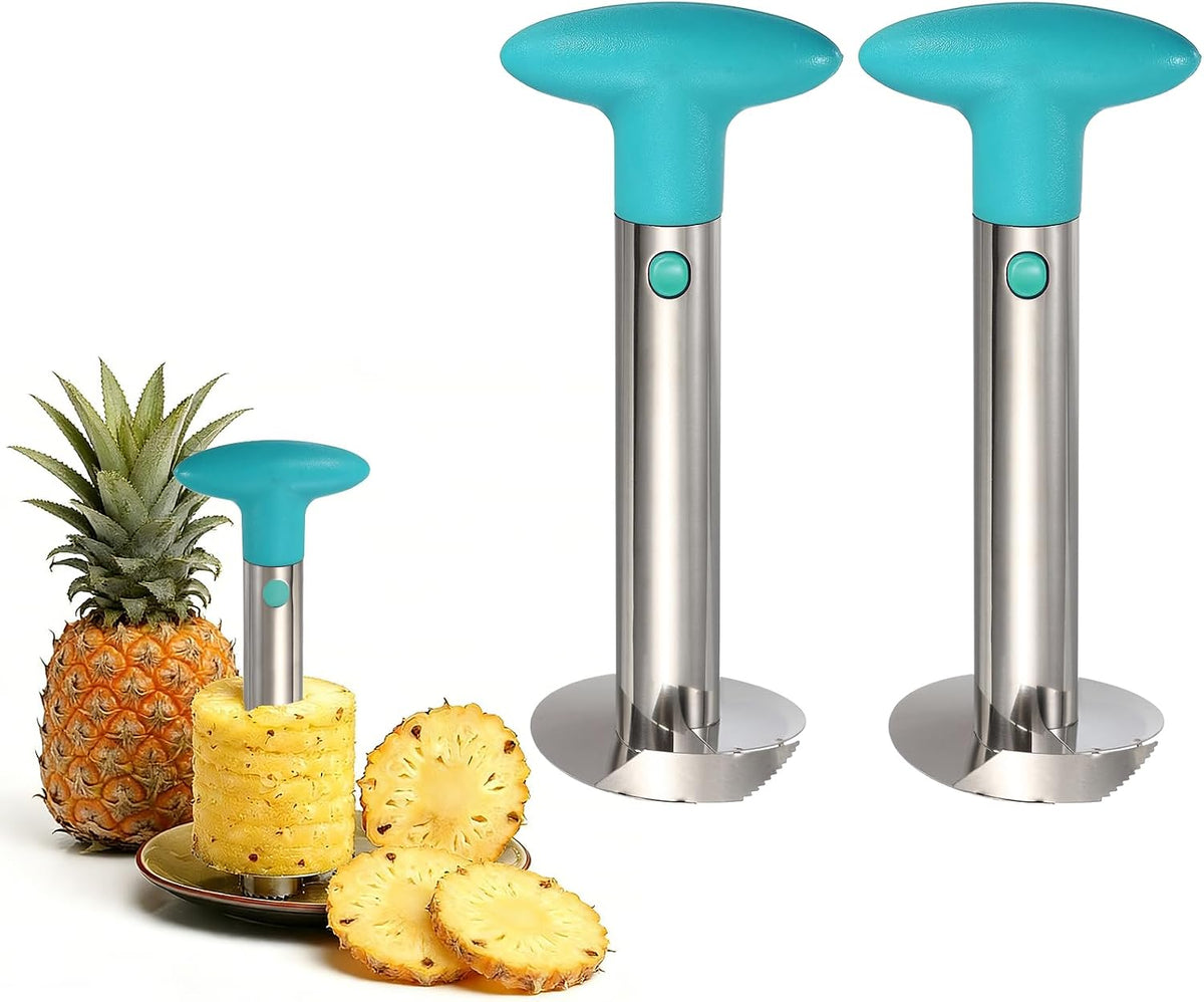 2Pcs Pineapple Corer 9.4x4.1" Stainless Steel Upgraded Core Eye Blue