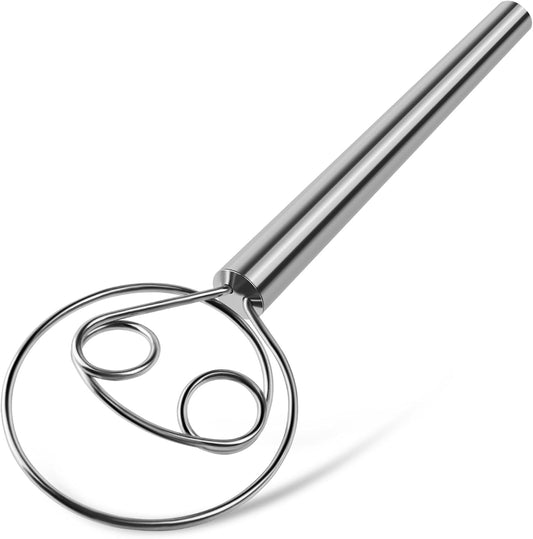 Danish Dough Whisk, Food Grade Stainless Steel for Sourdough Bread | Dutch Dough Hook, Replaces Hand Mixer and Spoon, Bread Baking Tool, Food Grade Rust Resistant Steel, Non-Stick, Easy to Clean