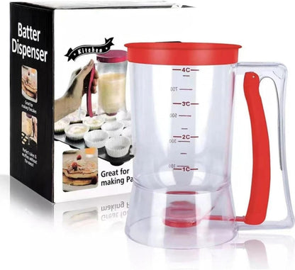 Pancake Batter Dispenser,4 Cup Cupcake Batter Dispenser Pancake Waffl Mix Dispenser Cream Separator with Measuring Label