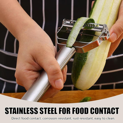 Potato Apple Vegetable Peeler, Multifunction Stainless Steel Julienne Peelers for Fruit Veggie Potatoes Carrot Cucumber, Julienne Cutter Slicer Shredder Scraper, Pro Kitchen Tool with Dual Blade