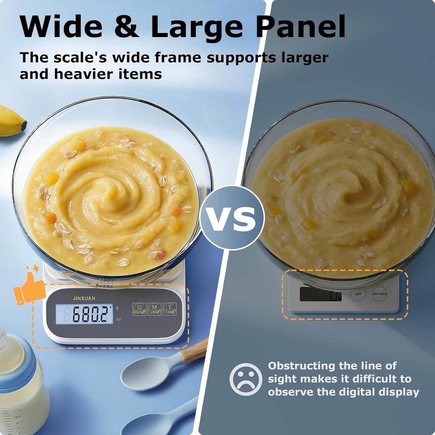 Kitchen Scale 5kg/0.1g Precision Food Scales for Kitchen Digital Scale Grams for Cooking Baking Weight Loss, Rechargeable Coffee Scale Food Weight Scale with Large Backlit LCD Display USB Cord