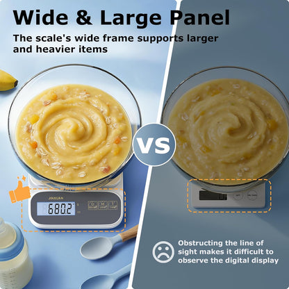 Kitchen Scale 5kg/0.1g Precision Food Scales for Kitchen Digital Scale Grams for Cooking Baking Weight Loss, Rechargeable Coffee Scale Food Weight Scale with Large Backlit LCD Display USB Cord