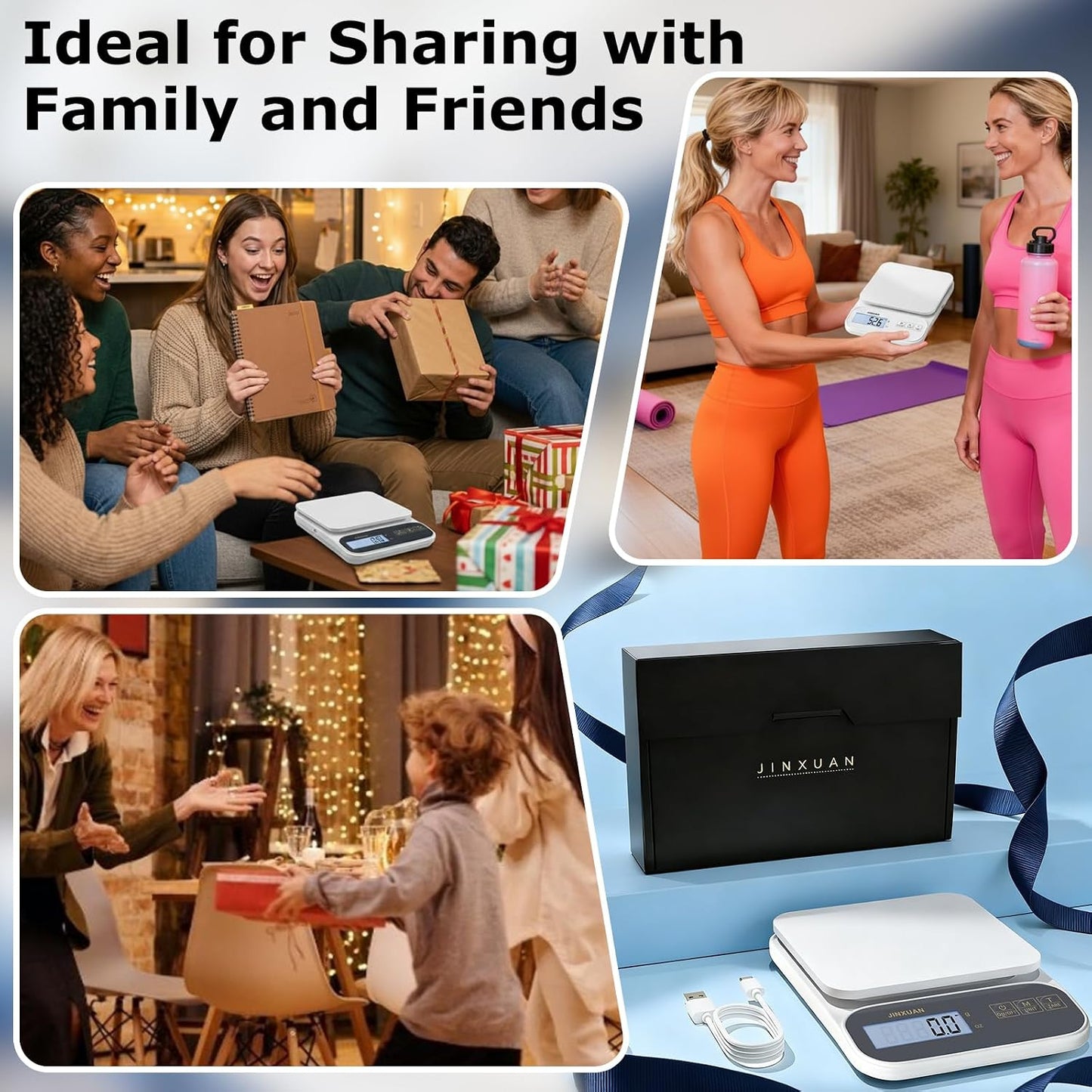 Kitchen Scale 5kg/0.1g Precision Food Scales for Kitchen Digital Scale Grams for Cooking Baking Weight Loss, Rechargeable Coffee Scale Food Weight Scale with Large Backlit LCD Display USB Cord