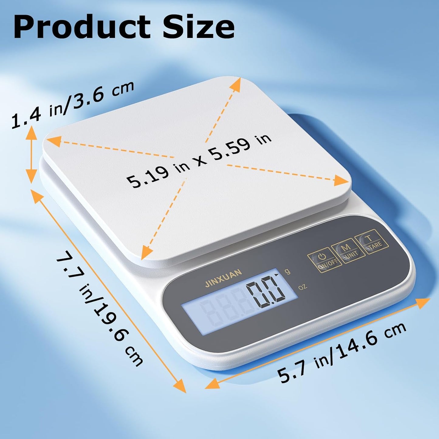 Kitchen Scale 5kg/0.1g Precision Food Scales for Kitchen Digital Scale Grams for Cooking Baking Weight Loss, Rechargeable Coffee Scale Food Weight Scale with Large Backlit LCD Display USB Cord