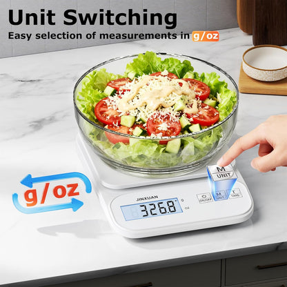 Kitchen Scale 5kg/0.1g Precision Food Scales for Kitchen Digital Scale Grams for Cooking Baking Weight Loss, Rechargeable Coffee Scale Food Weight Scale with Large Backlit LCD Display USB Cord