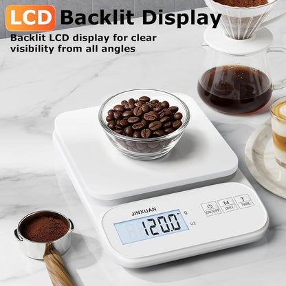 Kitchen Scale 5kg/0.1g Precision Food Scales for Kitchen Digital Scale Grams for Cooking Baking Weight Loss, Rechargeable Coffee Scale Food Weight Scale with Large Backlit LCD Display USB Cord
