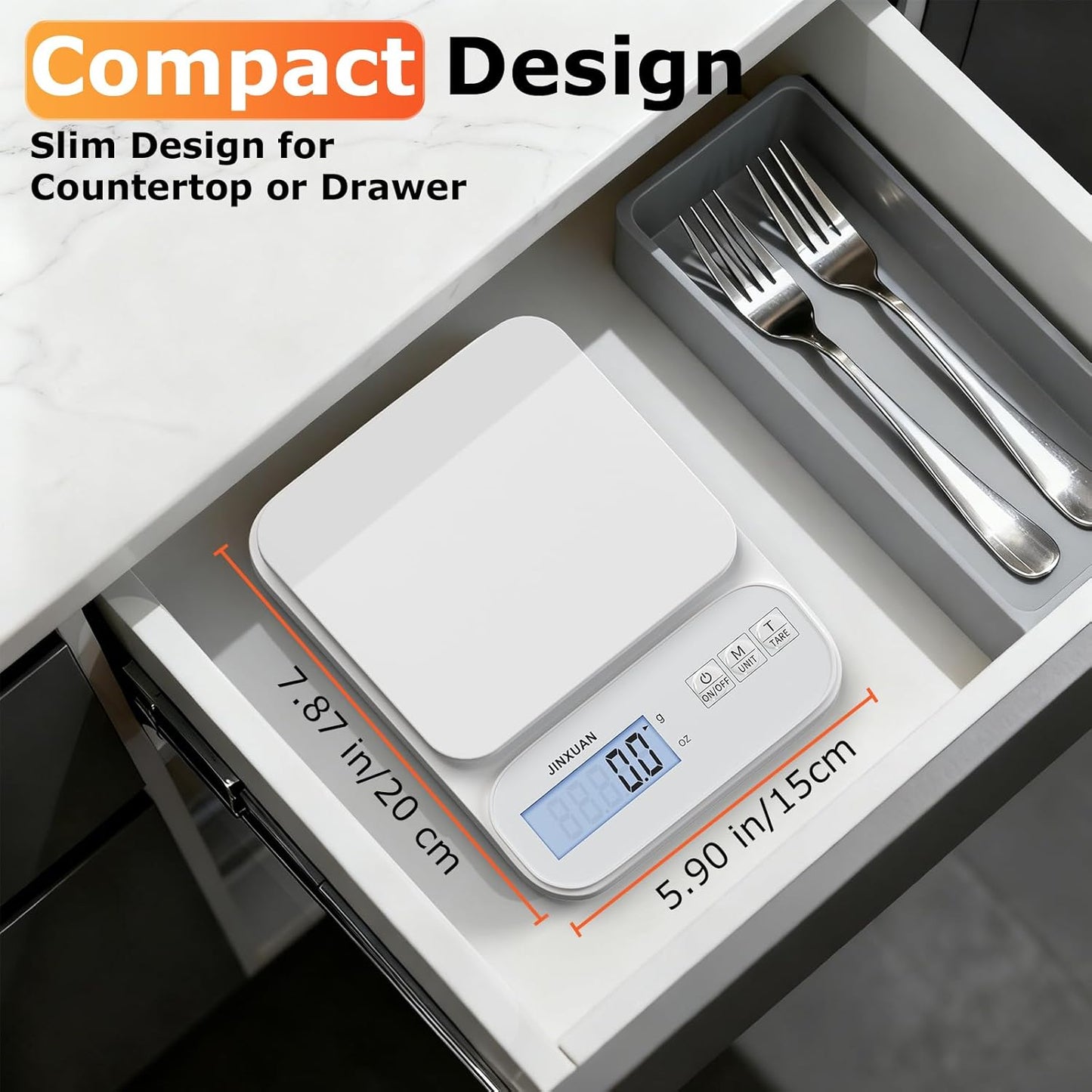 Kitchen Scale 5kg/0.1g Precision Food Scales for Kitchen Digital Scale Grams for Cooking Baking Weight Loss, Rechargeable Coffee Scale Food Weight Scale with Large Backlit LCD Display USB Cord