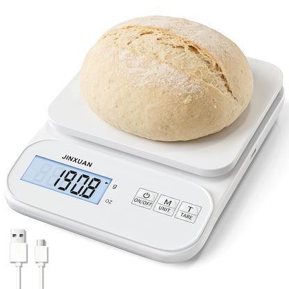 Kitchen Scale 5kg/0.1g Precision Food Scales for Kitchen Digital Scale Grams for Cooking Baking Weight Loss, Rechargeable Coffee Scale Food Weight Scale with Large Backlit LCD Display USB Cord