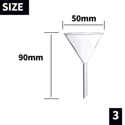 Glass Funnel Set, 4 Pcs Lab Borosilicate Glass Funnels, 100mm (170mm Length), 75mm (130mm), 50mm (90mm) & 40mm (70mm) Diameter