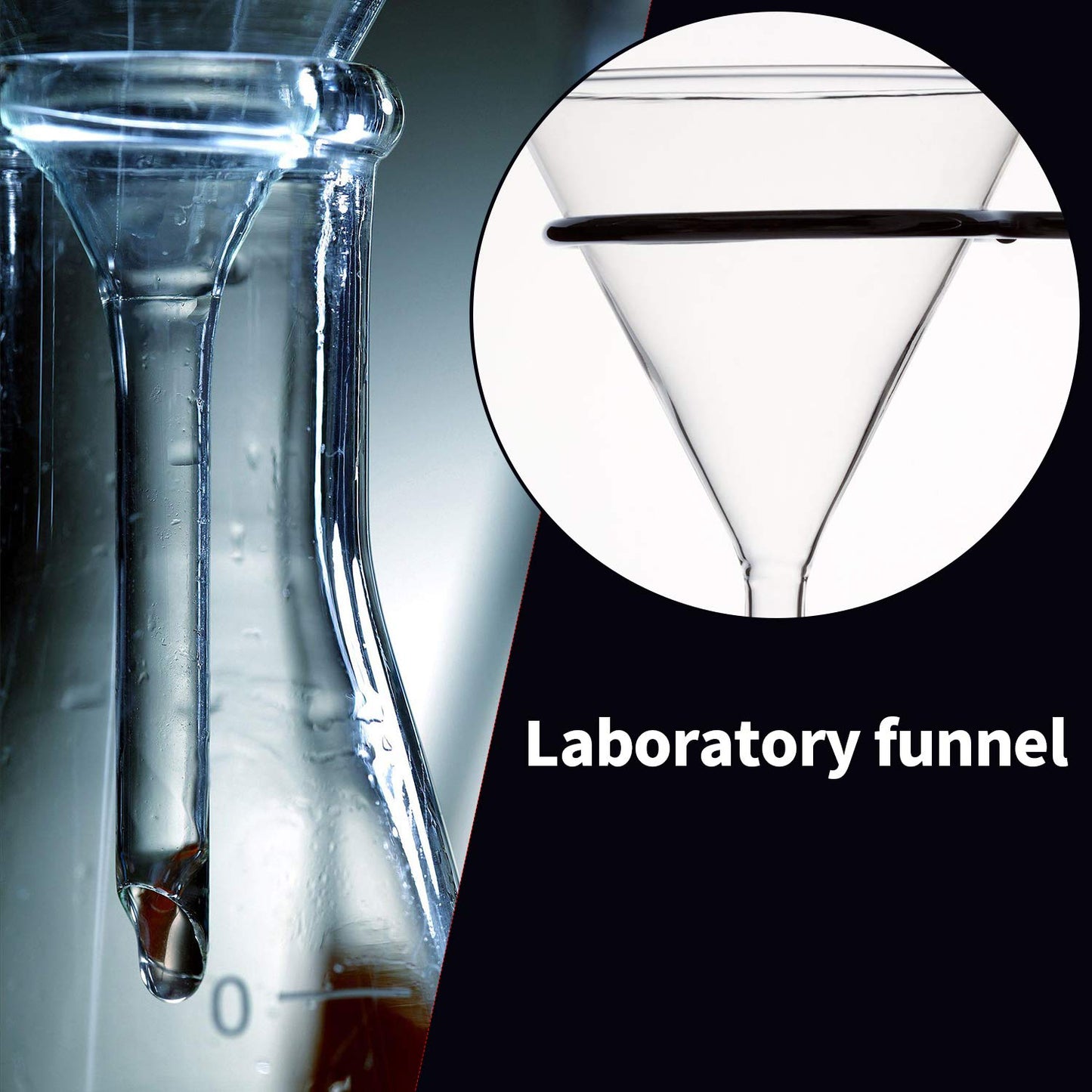 Glass Funnel Set, 4 Pcs Lab Borosilicate Glass Funnels, 100mm (170mm Length), 75mm (130mm), 50mm (90mm) & 40mm (70mm) Diameter
