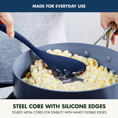 Silicone Ladle, Soup Mixing Stirring Serving, Cooking Kitchen Utensil, Flexible Rubber Nonstick Cookware, Rigid Steel Core, Heat-Resistant, Anti-Slip Handle, BPA-Free, Dishwasher Safe, Gray