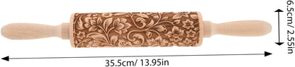 Embossed Rolling Pin for Baking Wooden Pastry Roller with Intricate Floral Patterns for Cookies Fondant and Dough for Weddings Holidays and Special Occasions