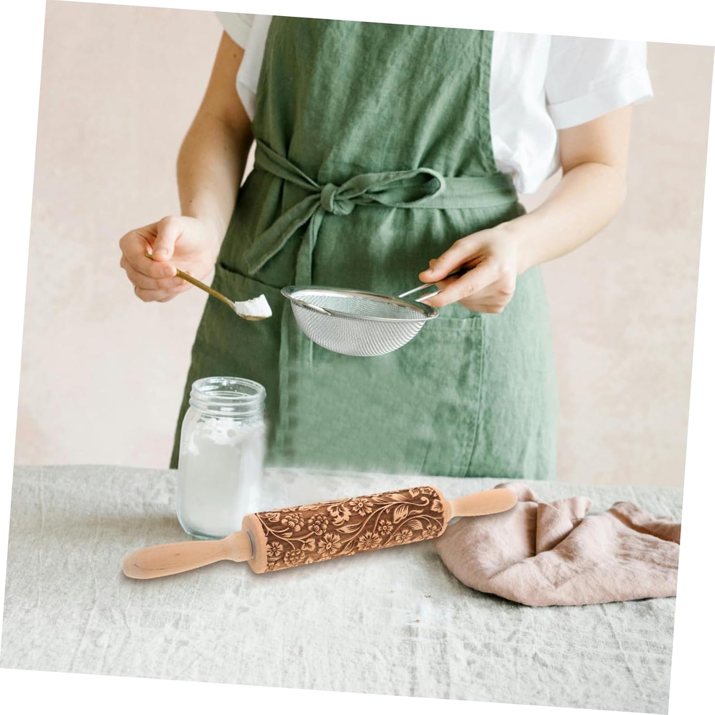 Embossed Rolling Pin for Baking Wooden Pastry Roller with Intricate Floral Patterns for Cookies Fondant and Dough for Weddings Holidays and Special Occasions