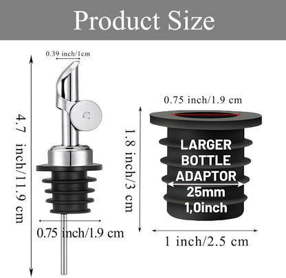 3 Pack Olive Oil Pour Spout with Adapters, Oils Pourer for Olive Oil Dispenser Bottle, Easily Turn Your Bottles into Dispensers for Liquor, Vinegar, Oils, Syrup, Liquor Bottle Pourers, Silver