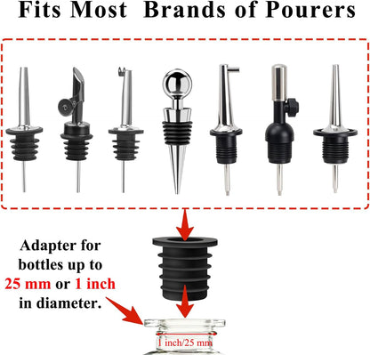3 Pack Olive Oil Pour Spout with Adapters, Oils Pourer for Olive Oil Dispenser Bottle, Easily Turn Your Bottles into Dispensers for Liquor, Vinegar, Oils, Syrup, Liquor Bottle Pourers, Silver