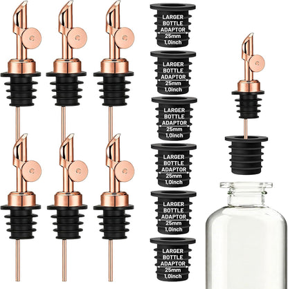 3 Pack Olive Oil Pour Spout with Adapters, Oils Pourer for Olive Oil Dispenser Bottle, Easily Turn Your Bottles into Dispensers for Liquor, Vinegar, Oils, Syrup, Liquor Bottle Pourers, Silver