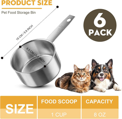 6Pcs1 Cup Measuring Cup,1 Cup Measure Scoops Stainless Steel Measurin Cups for Canisters Baking & Cooking