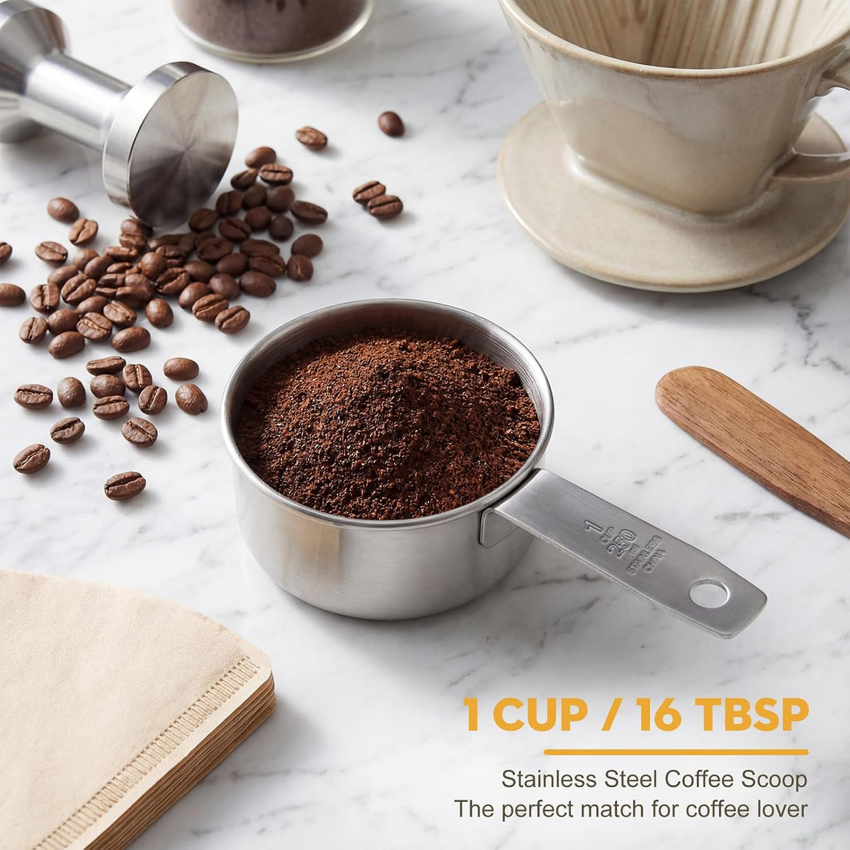 6Pcs1 Cup Measuring Cup,1 Cup Measure Scoops Stainless Steel Measurin Cups for Canisters Baking & Cooking