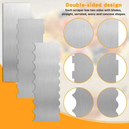 6 Pcs Cake Scraper Set, Double Sided Cake Decorating Comb Pastry Scraper