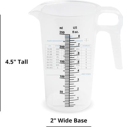 One Gallon 128oz Measure Pitcher - Convenient Conversion Chart - Strong Food Grade - Great for Lawn, Chemicals Pool, Ag, Lye, Home Hobbies, Motor Oil, Fluids - Precision Products, Made in USA