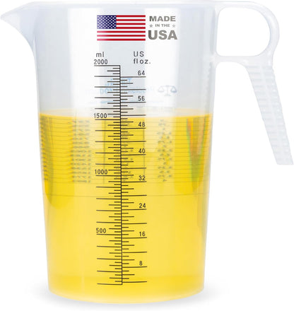 One Gallon 128oz Measure Pitcher - Convenient Conversion Chart - Strong Food Grade - Great for Lawn, Chemicals Pool, Ag, Lye, Home Hobbies, Motor Oil, Fluids - Precision Products, Made in USA