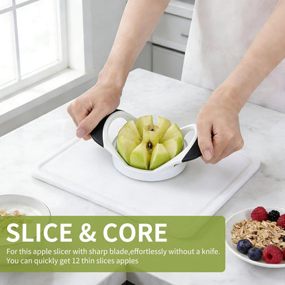 Apple Cutter, 4.72 Inch Apple Corer - Apple Slicer Tool | Stainless Steel ,with 12 Sharp Blades,with Anti-slip Handle