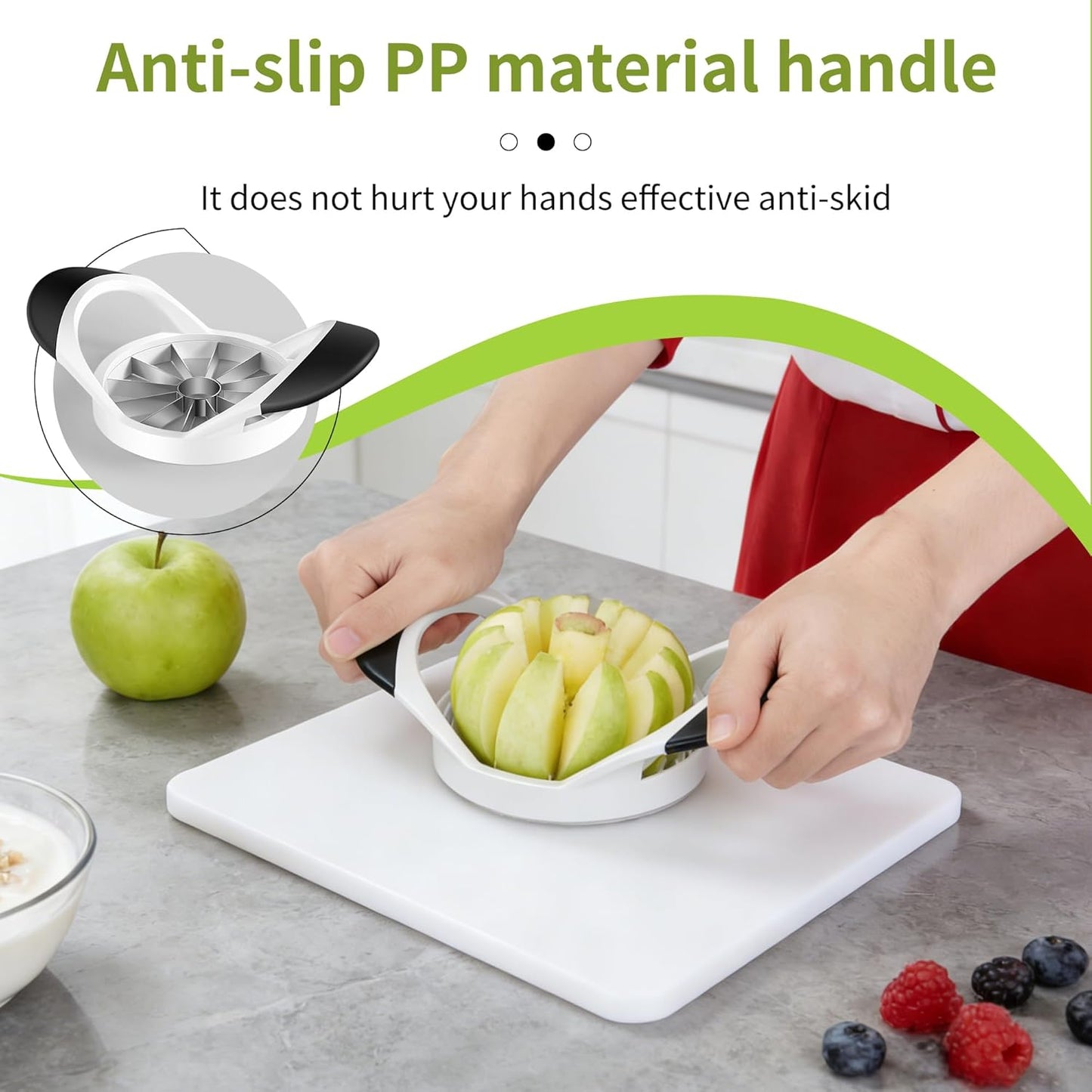 Apple Cutter, 4.72 Inch Apple Corer - Apple Slicer Tool | Stainless Steel ,with 12 Sharp Blades,with Anti-slip Handle