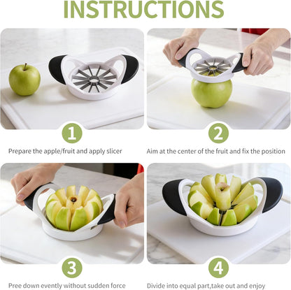 Apple Cutter, 4.72 Inch Apple Corer - Apple Slicer Tool | Stainless Steel ,with 12 Sharp Blades,with Anti-slip Handle