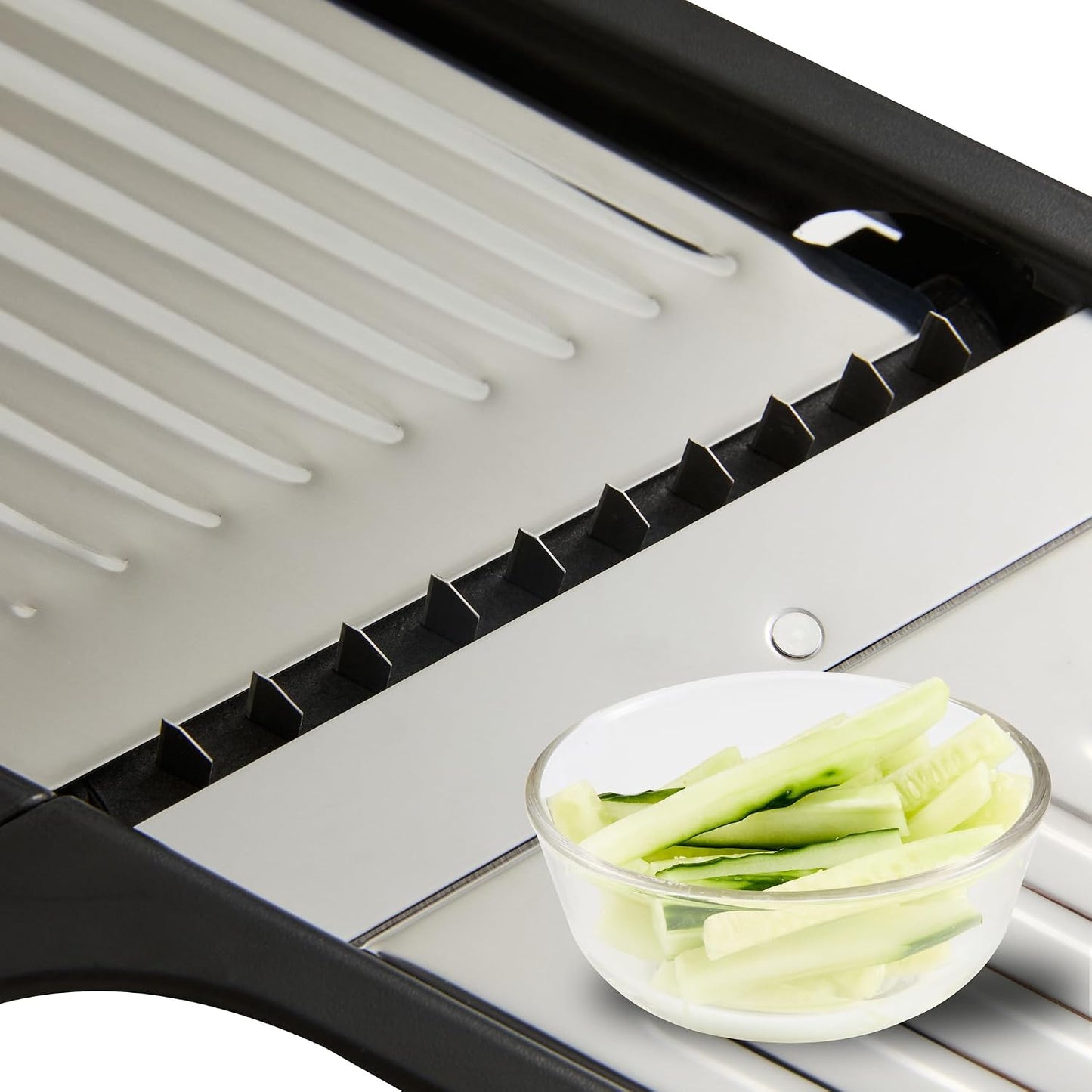 Stainless Steel Adjustable Mandoline Slicer - German Standard Vegetable Slicer with Blade Guard, Includes Cut-Resistant Gloves - Food Slicer for Potato, Onions, Cucumbers, Tomato
