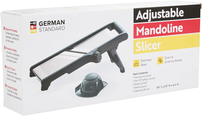 Stainless Steel Adjustable Mandoline Slicer - German Standard Vegetable Slicer with Blade Guard, Includes Cut-Resistant Gloves - Food Slicer for Potato, Onions, Cucumbers, Tomato