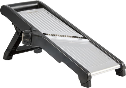 Stainless Steel Adjustable Mandoline Slicer - German Standard Vegetable Slicer with Blade Guard, Includes Cut-Resistant Gloves - Food Slicer for Potato, Onions, Cucumbers, Tomato