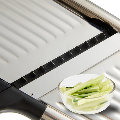 Stainless Steel Adjustable Mandoline Slicer - German Standard Vegetable Slicer with Blade Guard, Includes Cut-Resistant Gloves - Food Slicer for Potato, Onions, Cucumbers, Tomato