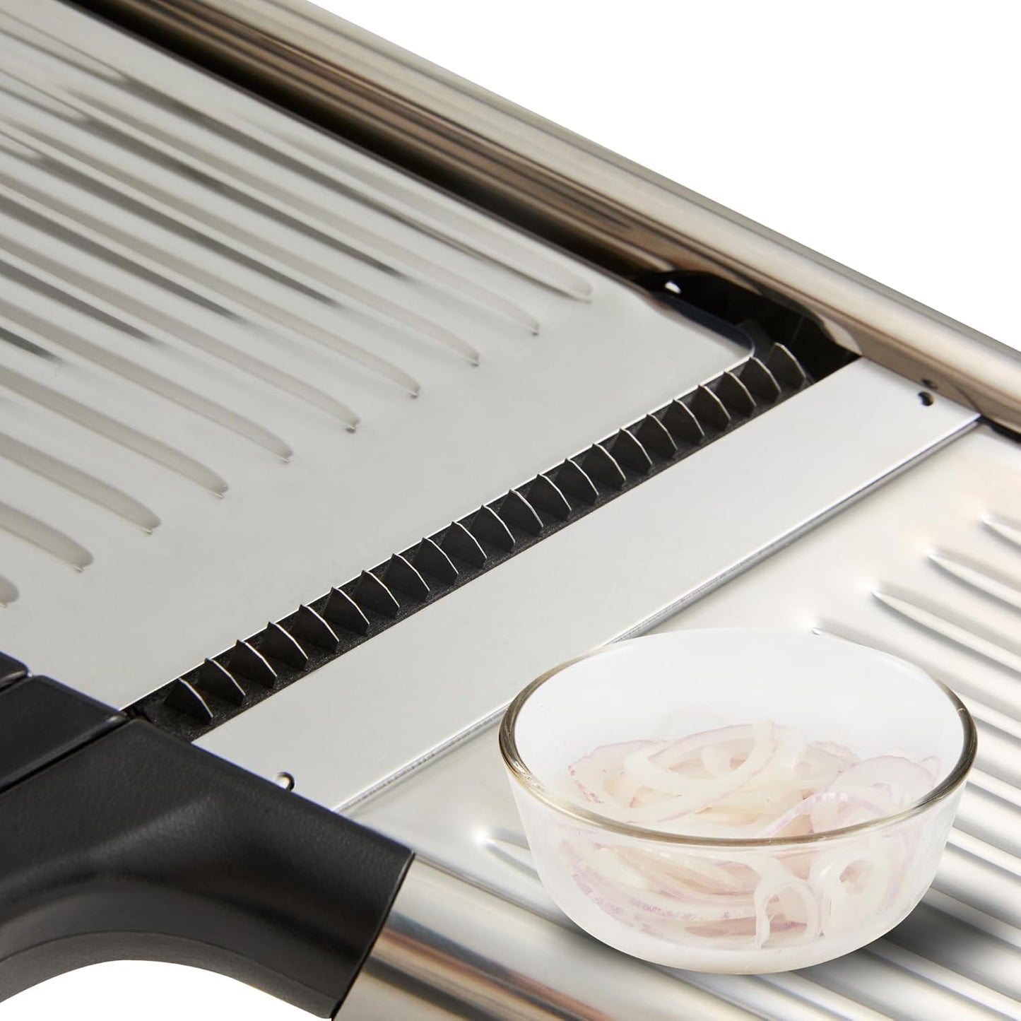 Stainless Steel Adjustable Mandoline Slicer - German Standard Vegetable Slicer with Blade Guard, Includes Cut-Resistant Gloves - Food Slicer for Potato, Onions, Cucumbers, Tomato