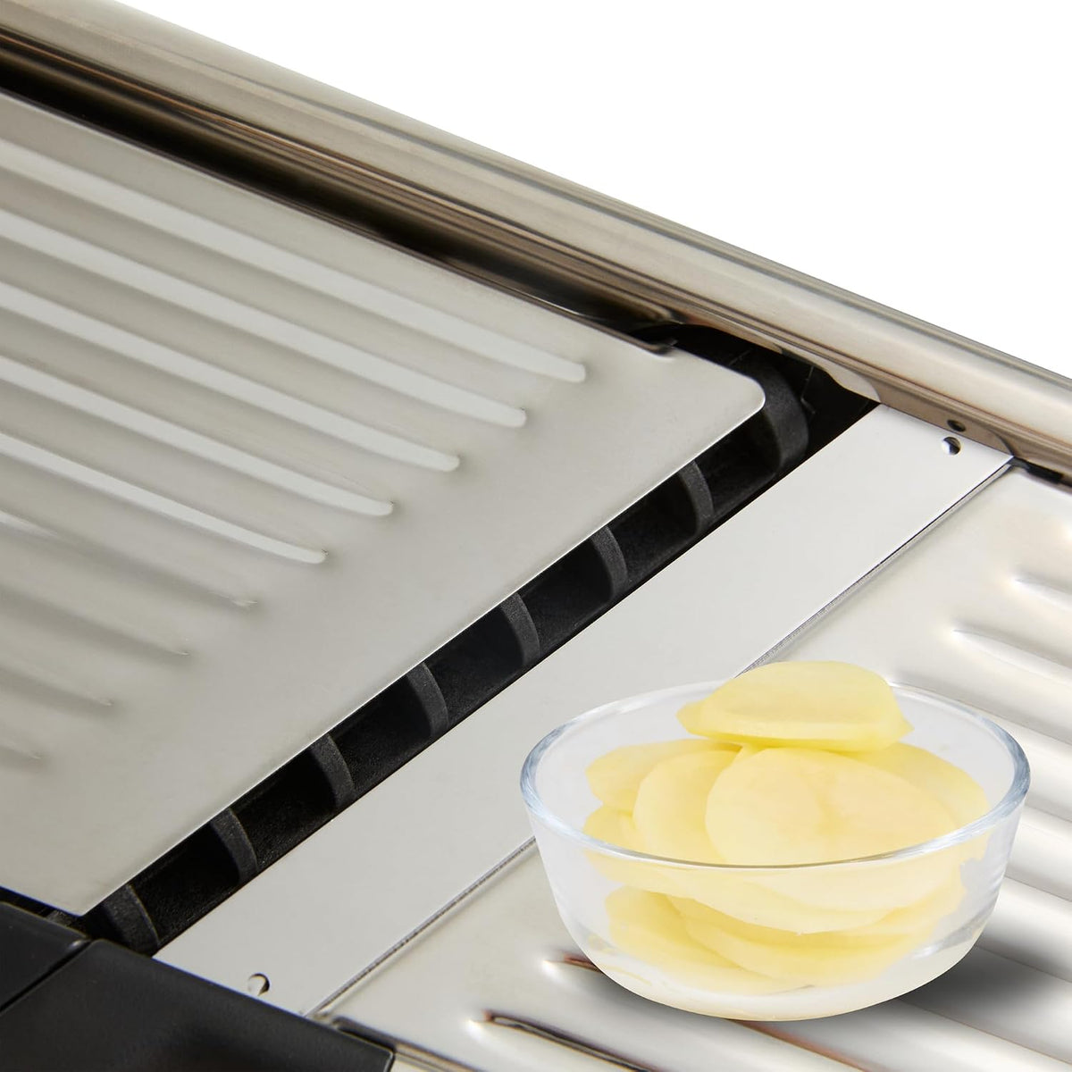 Stainless Steel Adjustable Mandoline Slicer - German Standard Vegetable Slicer with Blade Guard, Includes Cut-Resistant Gloves - Food Slicer for Potato, Onions, Cucumbers, Tomato